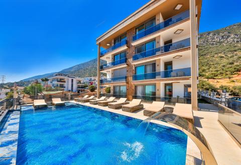 Antalya Kaş’ta Deniz Manzaralı Havuzlu 4 Kişilik Günlük Kiralık Lüks Apart - V1017